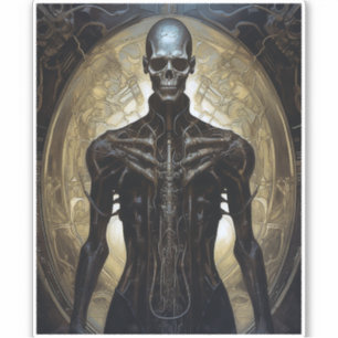 Undode Cyborg Sci-Fi Horror Art Sticker