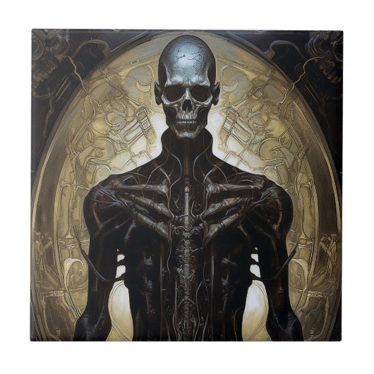 Undode Cyborg Sci-Fi Horror Art Tegeltje (Voorkant)