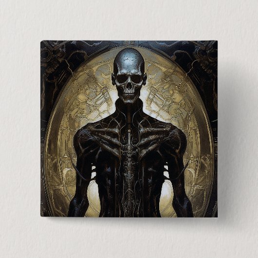 Undode Cyborg Sci-Fi Horror Art Vierkante Button 5,1 Cm (Voorkant)
