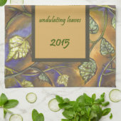undulerende bladeren keukentheekdoek 2015 kalender theedoek (Gevouwen)