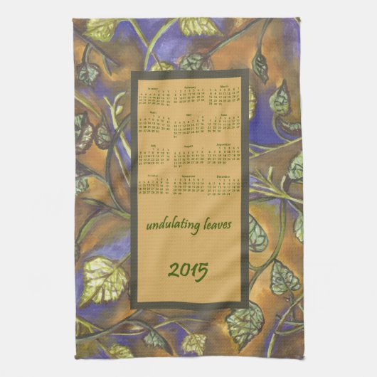 undulerende bladeren keukentheekdoek 2015 kalender theedoek (Verticaal)
