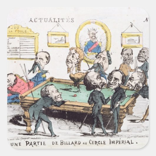 Une Partie de Billard au Cercle Imperial" Vierkante Sticker (Voorkant)