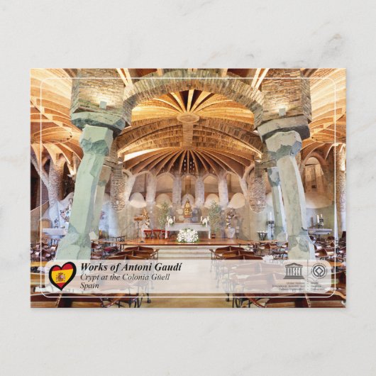UNESCO - Antoni Gaud, Crypte in de Colonia Gell Briefkaart (Voorkant)