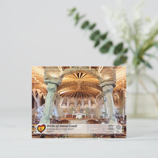 UNESCO - Antoni Gaud, Crypte in de Colonia G￼ell Briefkaart (Staand voorkant)