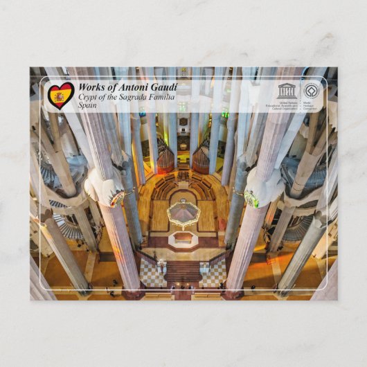 UNESCO - Antoni Gaudí - Sagrada Familia - Crypte Briefkaart (Voorkant)