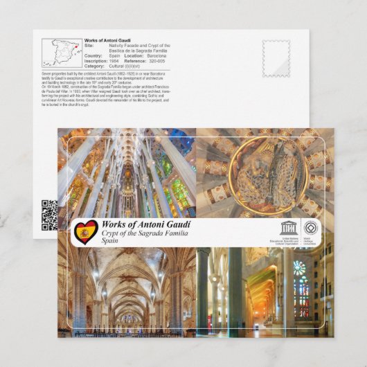 UNESCO - Antoni Gaudí - Sagrada Familia - Crypte Briefkaart (Voorkant / Achterkant)