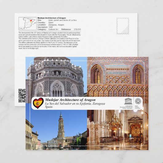 UNESCO Catedral del Salvador de Zaragoza (La Seo) Briefkaart (Voorkant / Achterkant)