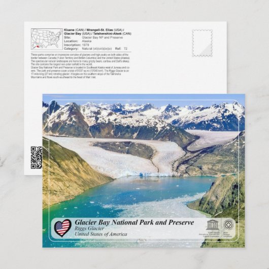 UNESCO - Glacier Bay NP - Riggs Glacier Briefkaart (Voorkant / Achterkant)
