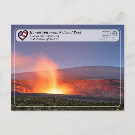 UNESCO - Hawaii Volcanoes - Mauna Loa en Kīlauea Briefkaart (Voorkant)