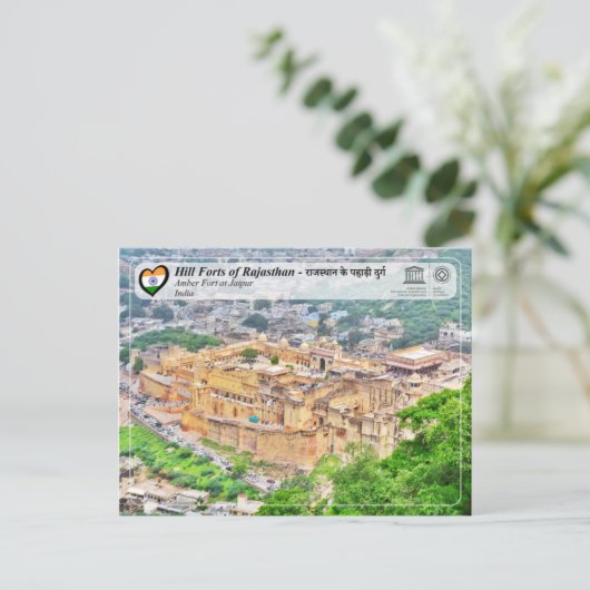 UNESCO - Hill Forts of Rajasthan - Amber Fort Briefkaart (Staand voorkant)