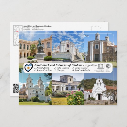 UNESCO - Jesuit Block en Estancias van Córdoba Briefkaart (Voorkant / Achterkant)