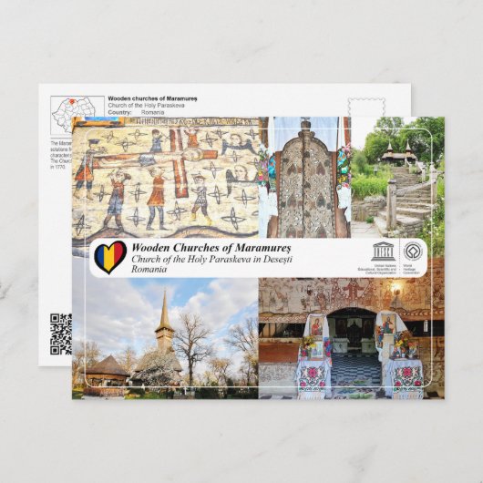 UNESCO - Kerk van de Heilige Paraskeva in Desesti Briefkaart (Voorkant / Achterkant)