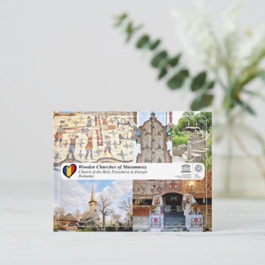 UNESCO - Kerk van de Heilige Paraskeva in Desesti Briefkaart (Staand voorkant)
