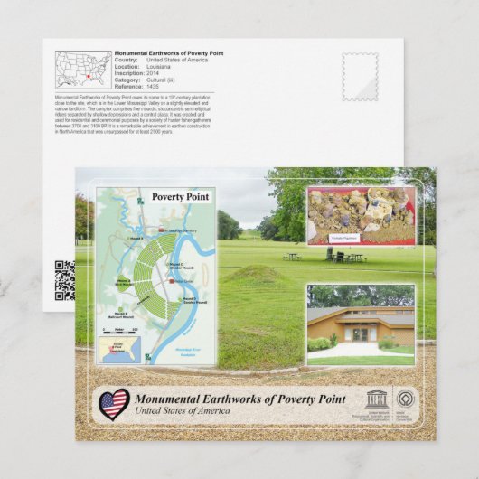 UNESCO - Monumental Earthworks of Poverty Point Briefkaart (Voorkant / Achterkant)