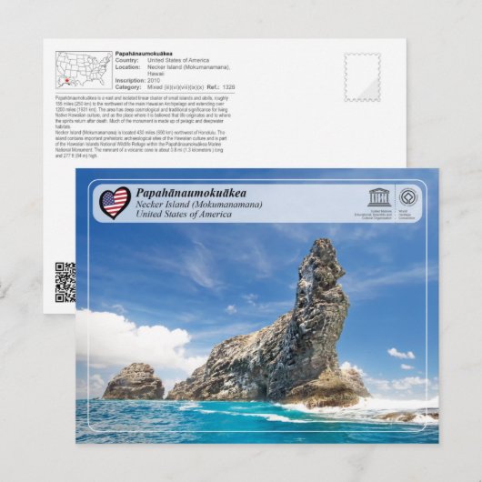 UNESCO - Papahānaumokuākea - Necker Island Postcar Briefkaart (Voorkant / Achterkant)