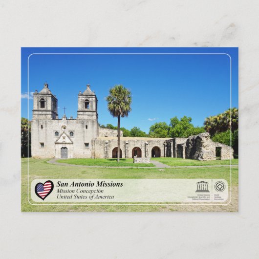 UNESCO - San Antonio - Mission Concepción Briefkaart (Voorkant)