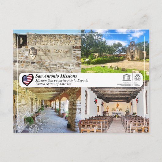UNESCO - San Antonio - Mission Espada Briefkaart (Voorkant)