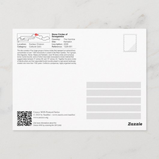 UNESCO - Stone Circles of Senegambia - Kerbatch Briefkaart (Achterkant)