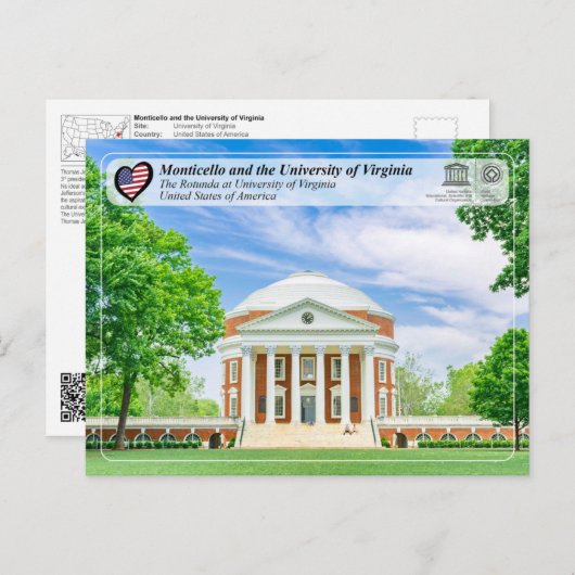UNESCO - Universiteit van Virginia in Charlottesvi Briefkaart (Voorkant / Achterkant)