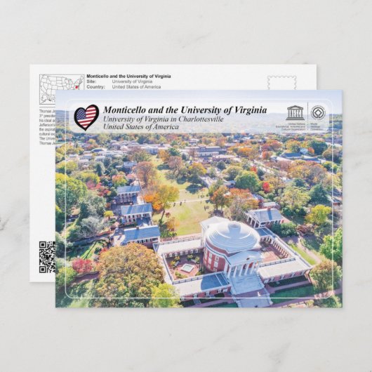 UNESCO - University of Virginia in Charlottesville Briefkaart (Voorkant / Achterkant)