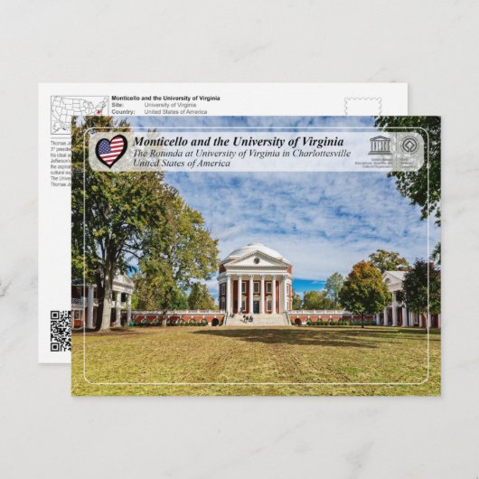 UNESCO - University of Virginia in Charlottesville Briefkaart (Voorkant / Achterkant)