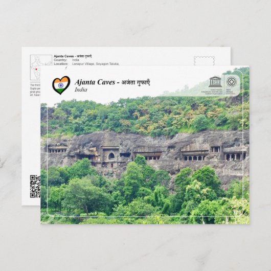 UNESCO WHS - Ajanta Caves Briefkaart (Voorkant / Achterkant)