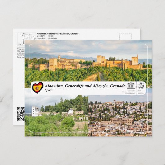 UNESCO WHS - Alhambra, Generalife en Albayzín Briefkaart (Voorkant / Achterkant)