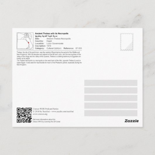 UNESCO WHS - Ancient Thebes - Thebes Necropolis Briefkaart (Achterkant)