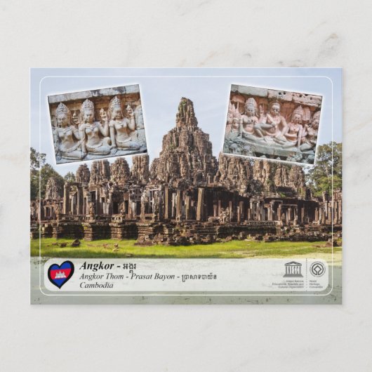 UNESCO WHS - Angkor - Bayon Temple Briefkaart (Voorkant)