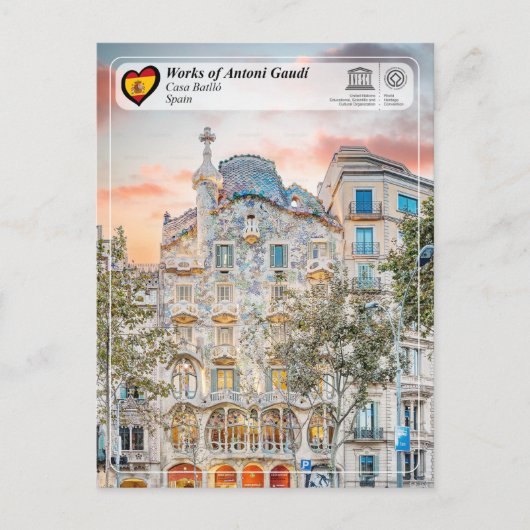 UNESCO WHS - Antoni Gaudí - Casa Batlló Briefkaart (Voorkant)