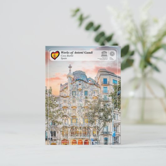 UNESCO WHS - Antoni Gaudí - Casa Batlló Briefkaart (Staand voorkant)