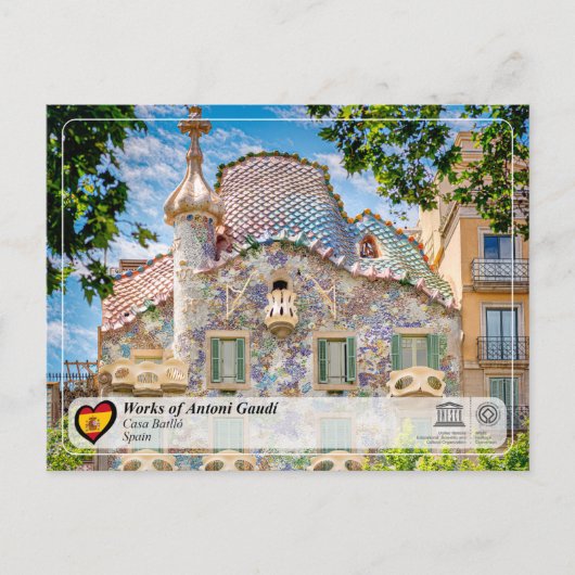 UNESCO WHS - Antoni Gaudí - Casa Batlló Briefkaart (Voorkant)
