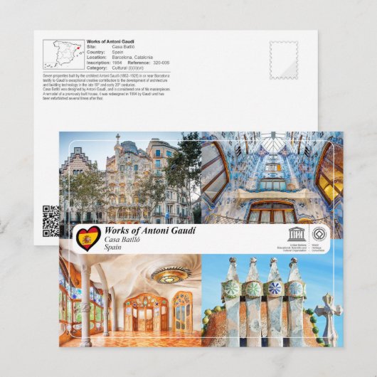 UNESCO WHS - Antoni Gaudí - Casa Batlló Briefkaart (Voorkant / Achterkant)
