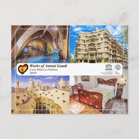UNESCO WHS - Antoni Gaudí - Casa Milà La Pedrera Briefkaart (Voorkant)