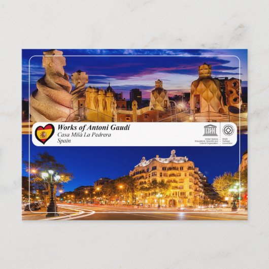 UNESCO WHS - Antoni Gaudí - Casa Milà La Pedrera Briefkaart (Voorkant)
