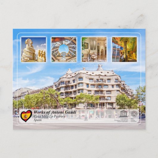 UNESCO WHS - Antoni Gaudí - Casa Milà La Pedrera Briefkaart (Voorkant)