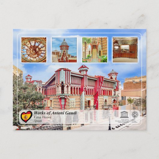 UNESCO WHS - Antoni Gaudí - Casa Vicens Briefkaart (Voorkant)