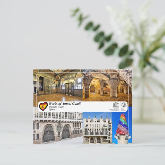 UNESCO WHS - Antoni Gaudí - Palacio Güell Briefkaart (Staand voorkant)