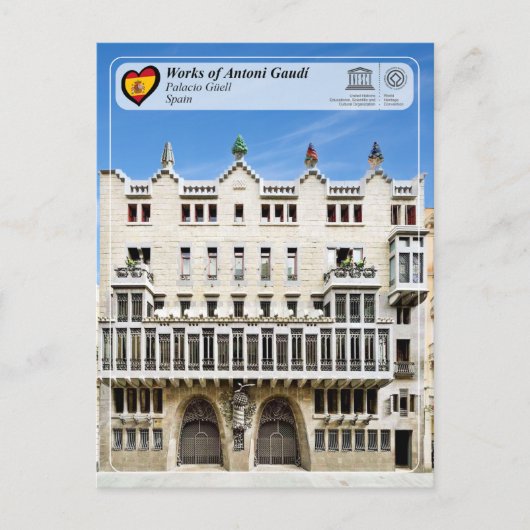 UNESCO WHS - Antoni Gaudí - Palacio Güell Briefkaart (Voorkant)