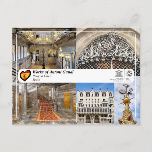 UNESCO WHS - Antoni Gaudí - Palacio Güell Briefkaart (Voorkant)