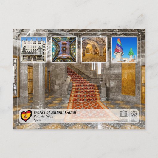 UNESCO WHS - Antoni Gaudí - Palacio Güell Briefkaart (Voorkant)