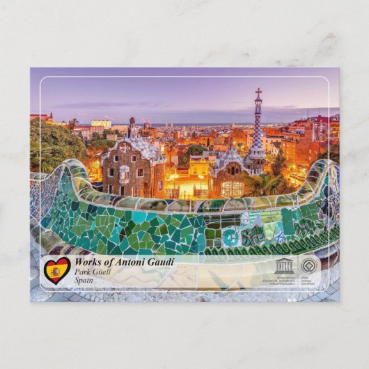 UNESCO WHS - Antoni Gaudí - Park Güell Briefkaart (Voorkant)