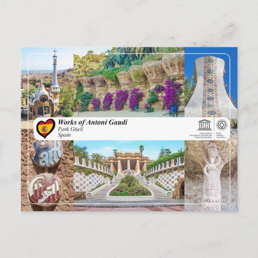 UNESCO WHS - Antoni Gaudí - Park Güell Briefkaart (Voorkant)