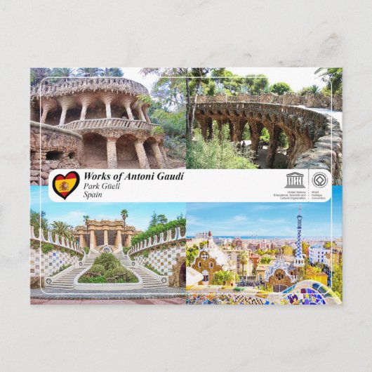 UNESCO WHS - Antoni Gaudí - Park Güell Briefkaart (Voorkant)