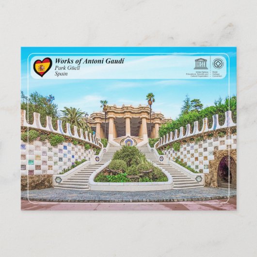 UNESCO WHS - Antoni Gaudí - Park Güell Briefkaart (Voorkant)