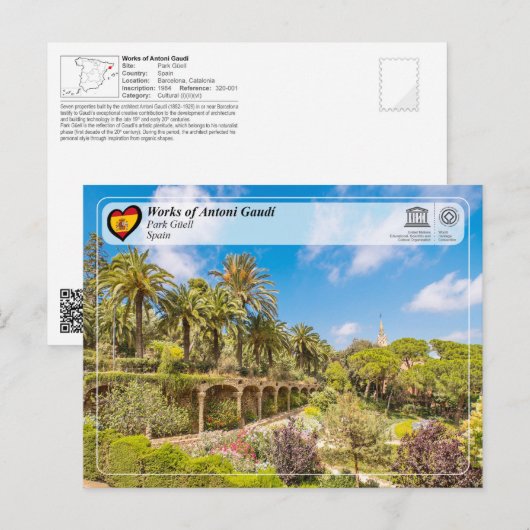 UNESCO WHS - Antoni Gaudí - Park Güell Briefkaart (Voorkant / Achterkant)