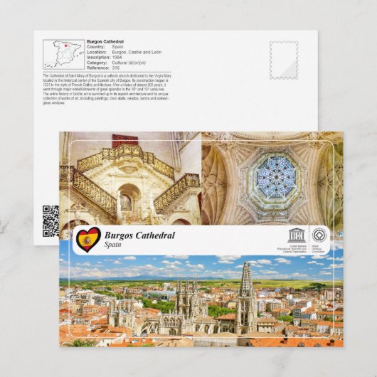 UNESCO WHS, Burgos Kathedraal / Kathedraal de Burg Briefkaart (Voorkant / Achterkant)