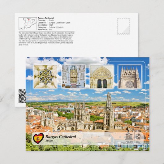 UNESCO WHS, Burgos Kathedraal / Kathedraal de Burg Briefkaart (Voorkant / Achterkant)