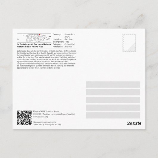 UNESCO WHS - Castillo San Felipe del Morro Briefkaart (Achterkant)