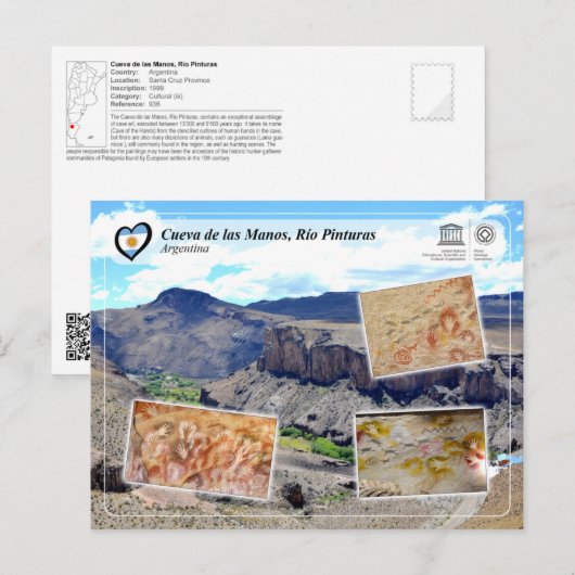 UNESCO WHS - Cueva de las Manos, Río Pintura Briefkaart (Voorkant / Achterkant)